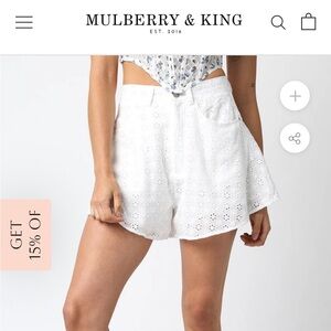 White embroidered shorts size small